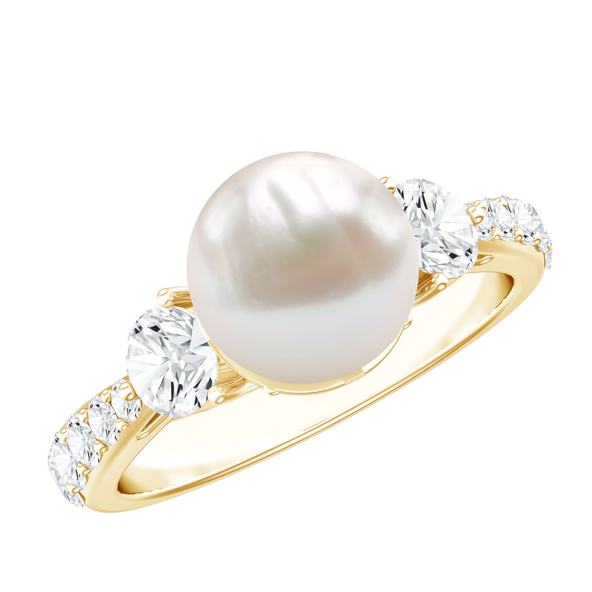 Cultured 7.4 Carat Freshwater Pearl Engagement Ring with Moissanite | Rings | Wiccan Center