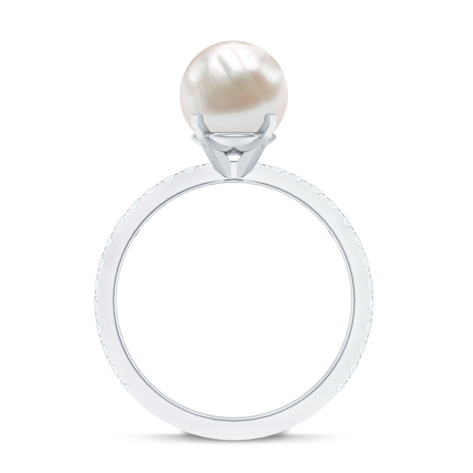 7.4 Carat Freshwater Pearl Solitaire Engagement Ring with Diamond