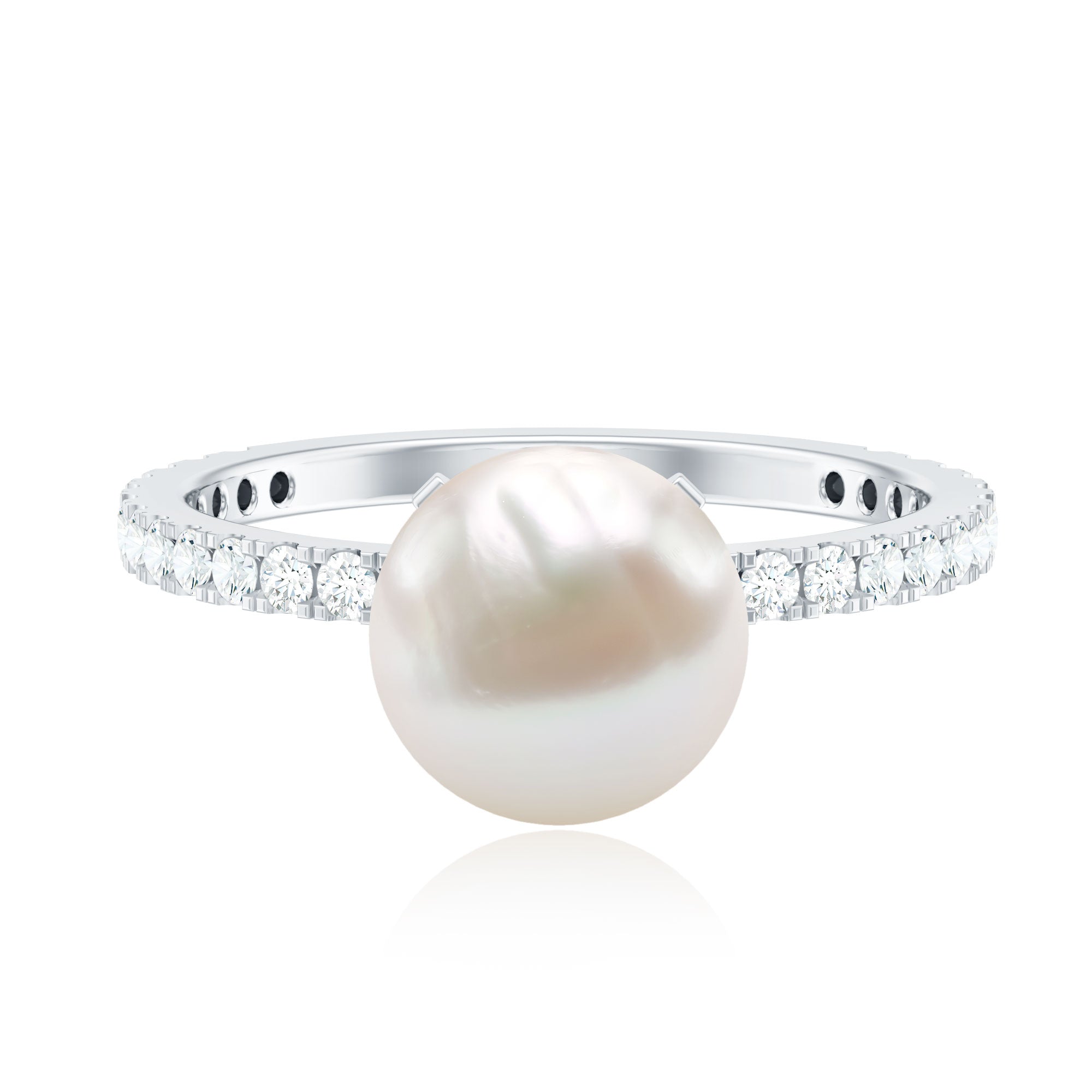 7.4 Carat Freshwater Pearl Solitaire Engagement Ring with Diamond