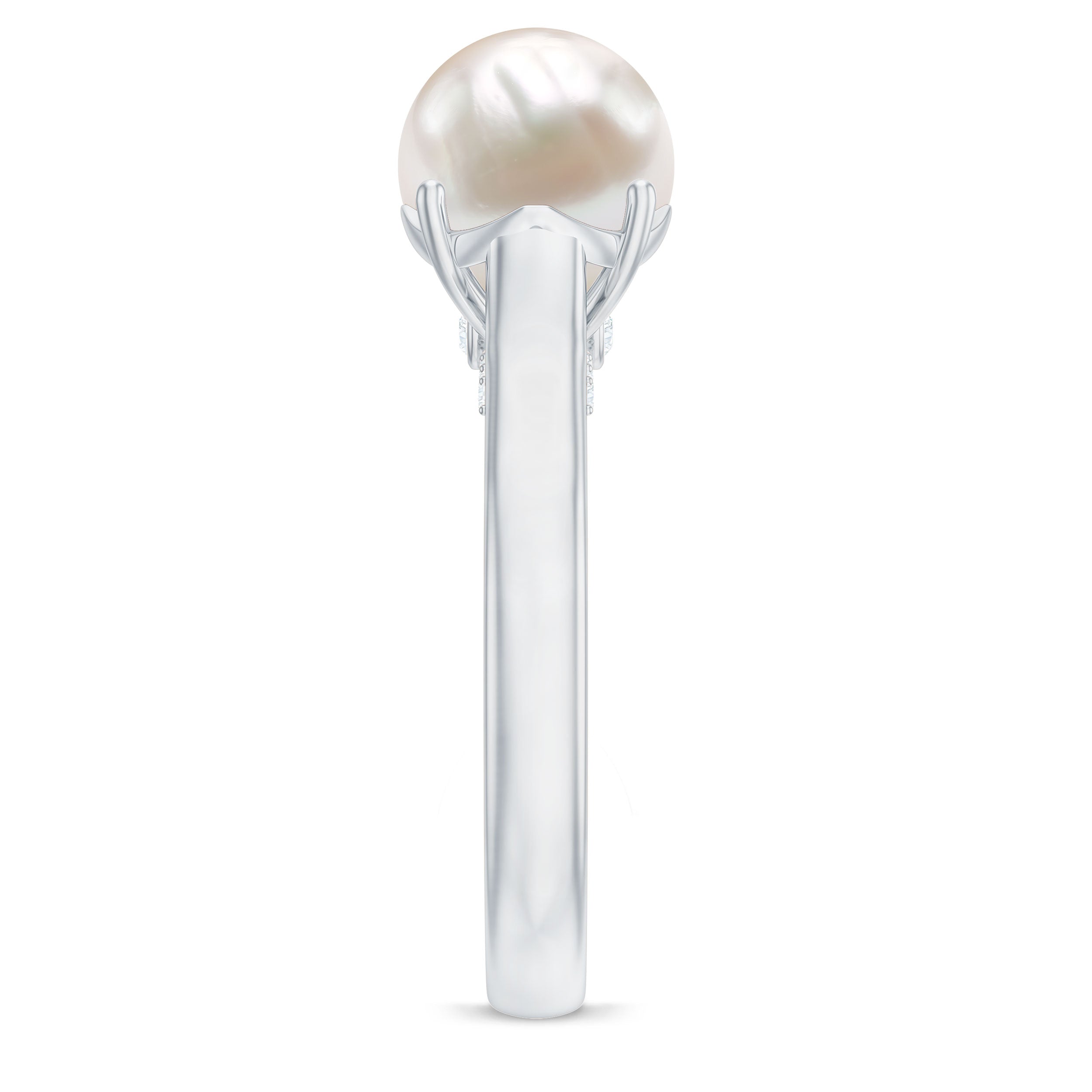 Freshwater Pearl Solitaire with Diamond Ring