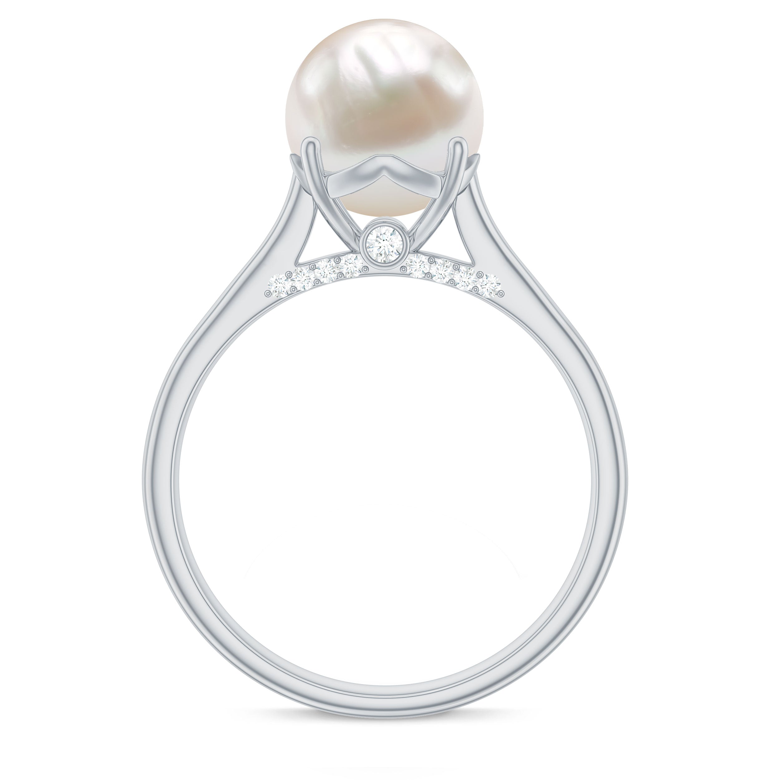 Freshwater Pearl Solitaire with Diamond Ring