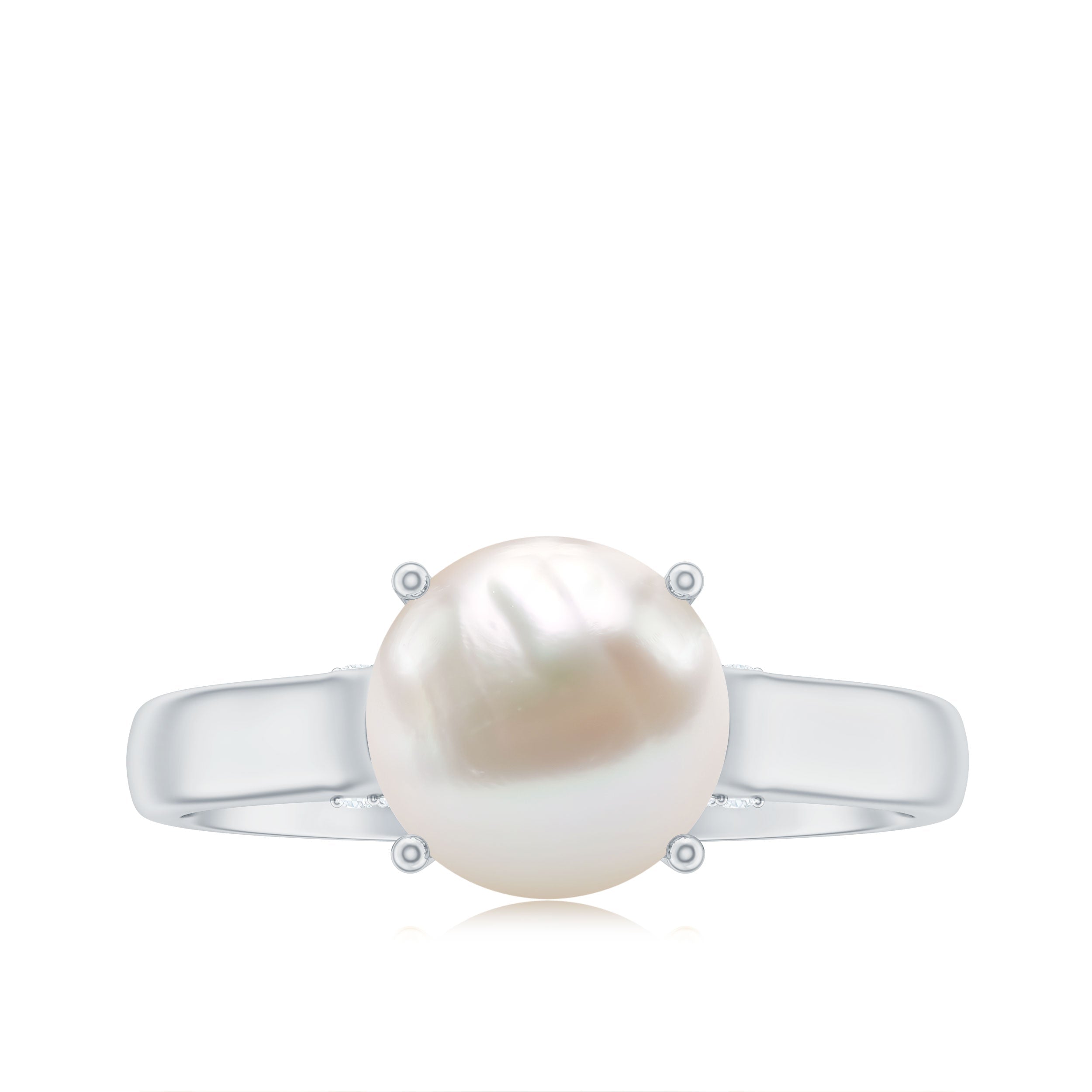 Freshwater Pearl Solitaire with Diamond Ring