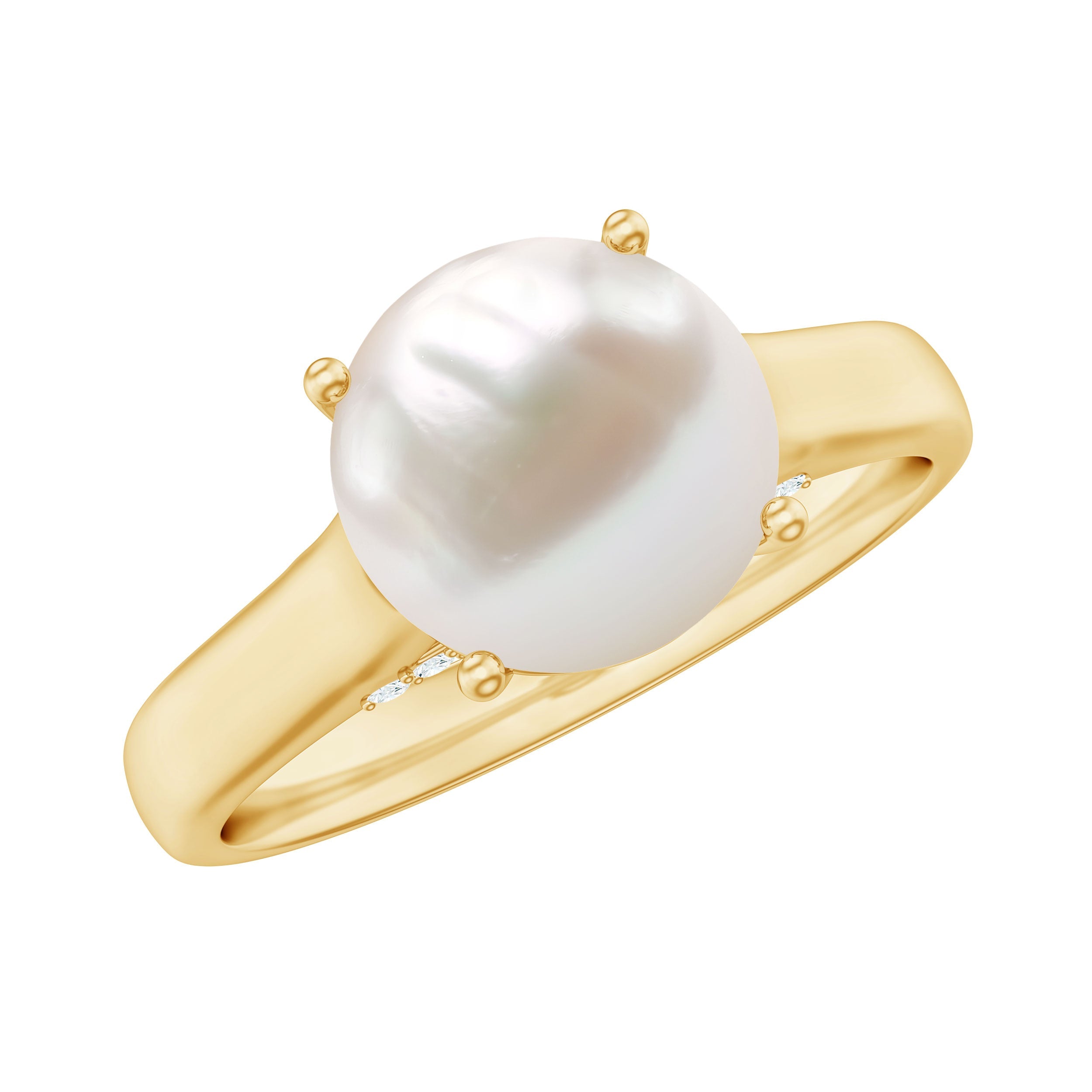 Freshwater Pearl Solitaire with Diamond Ring | Rings | Wiccan Center