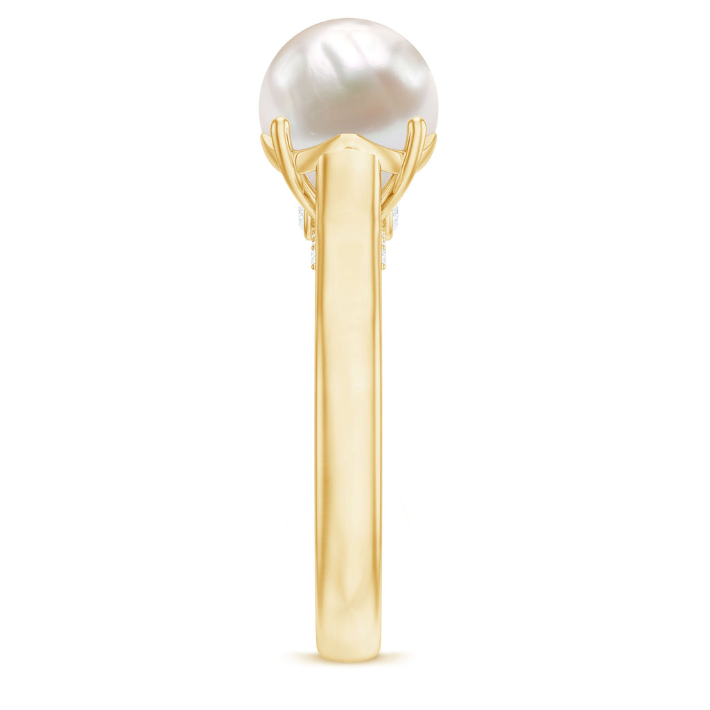 Freshwater Pearl Solitaire with Diamond Ring