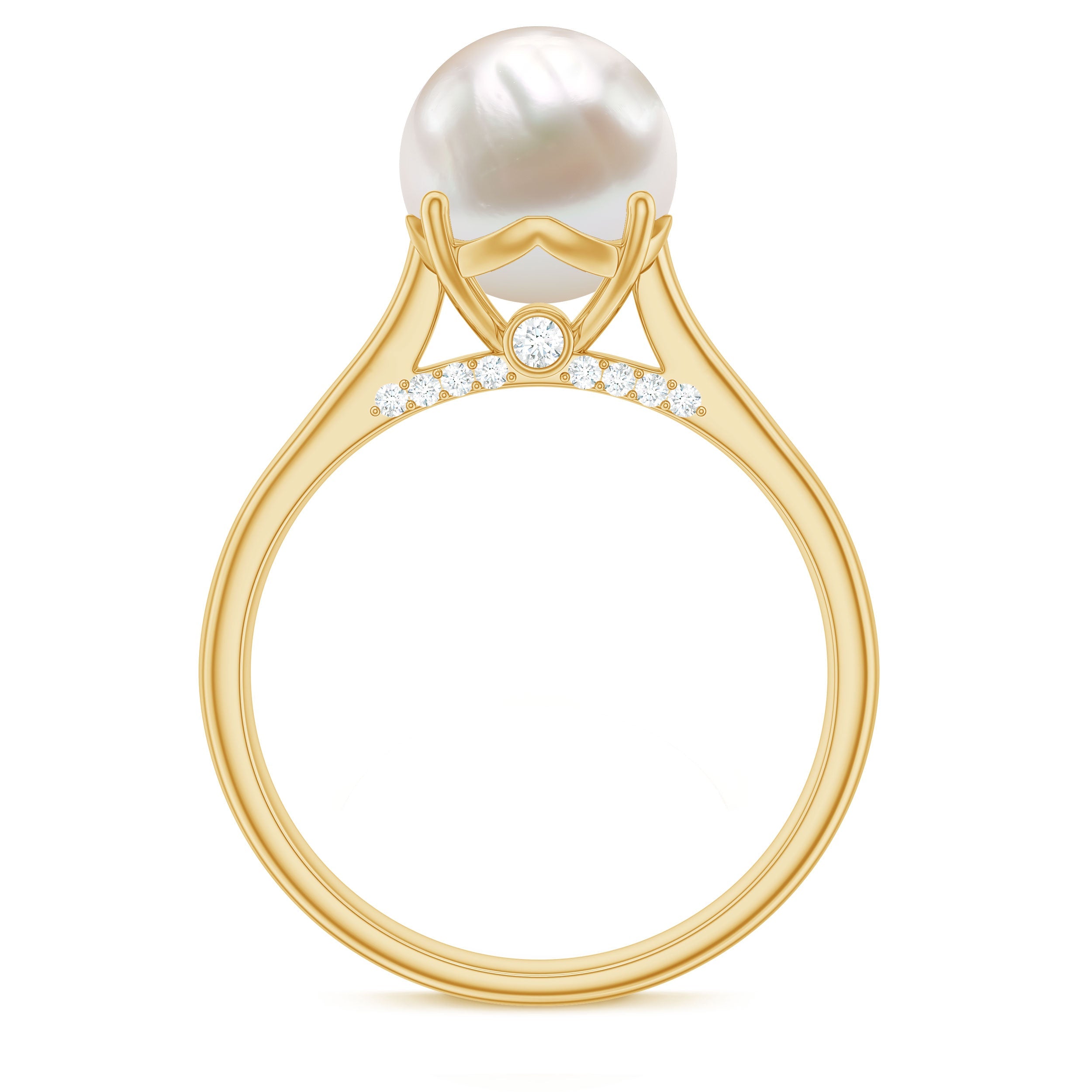 Freshwater Pearl Solitaire with Diamond Ring