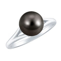 7.5 Carat Genuine Tahitian Black Pearl Cathedral Engagement Ring with Split Shank