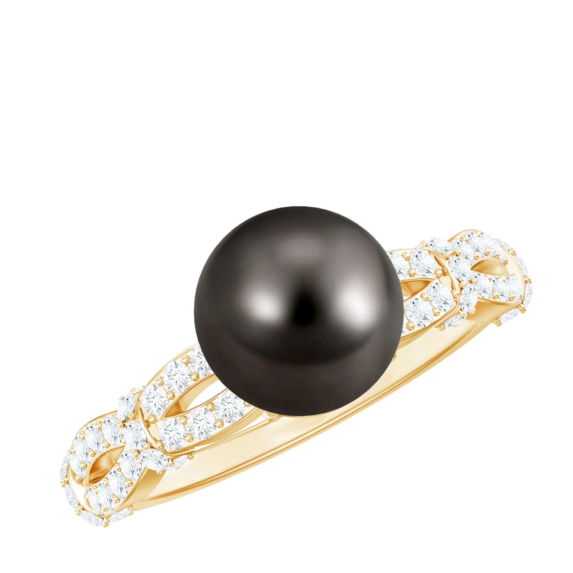 7.5 Carat Genuine Black Pearl and Diamond Engagement Ring | Rings | Wiccan Center