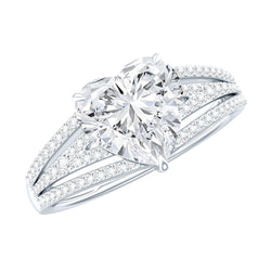 2 Carat Moissanite Heart Designer Engagement Ring with Split Shank | Rings | Wiccan Center