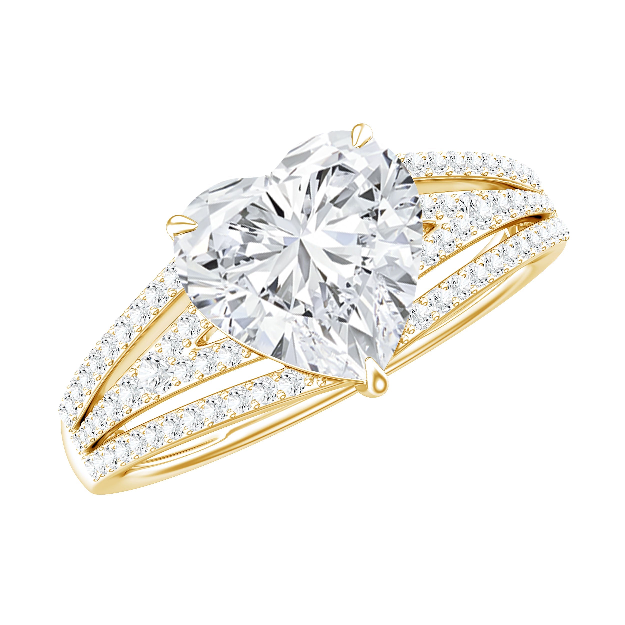 2 Carat Moissanite Heart Designer Engagement Ring with Split Shank | Rings | Wiccan Center