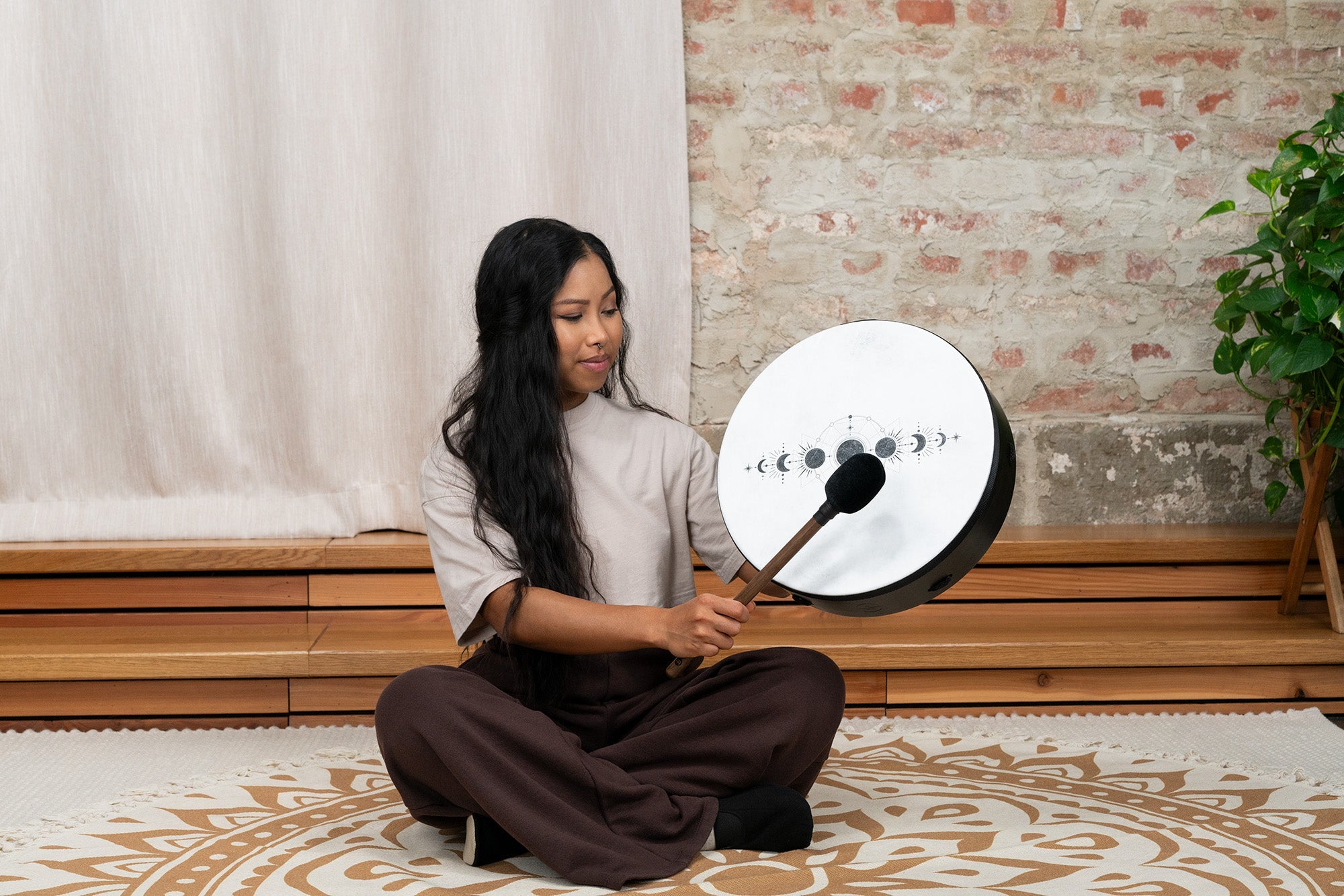 14" Ritual Drum, Moon Phases, True Feel Synthetic Head | | Wiccan Center