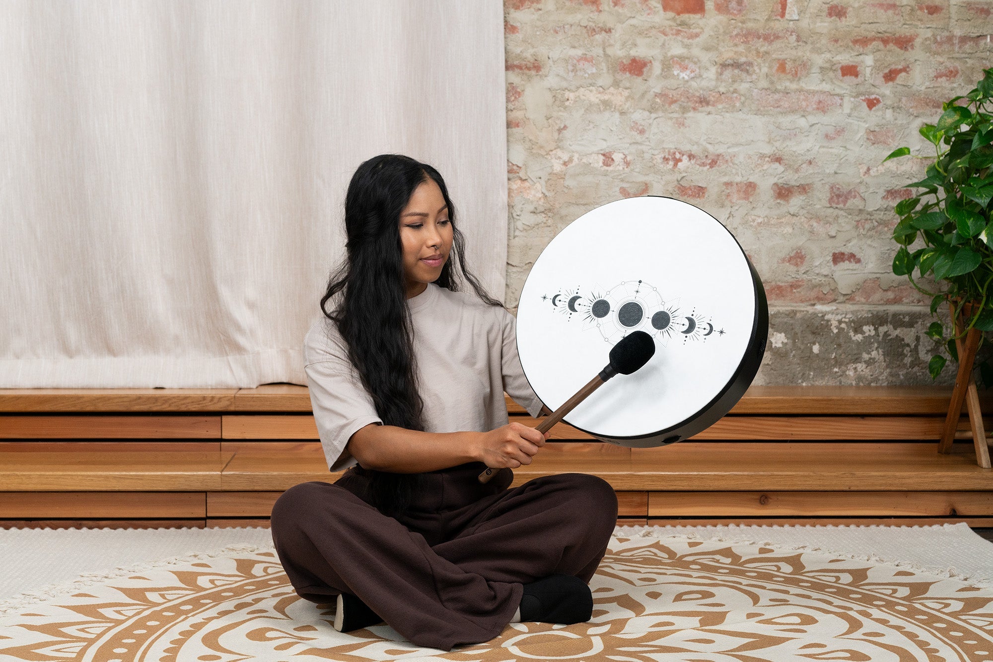 16" Ritual Drum, Moon Phases, True Feel Synthetic Head | | Wiccan Center