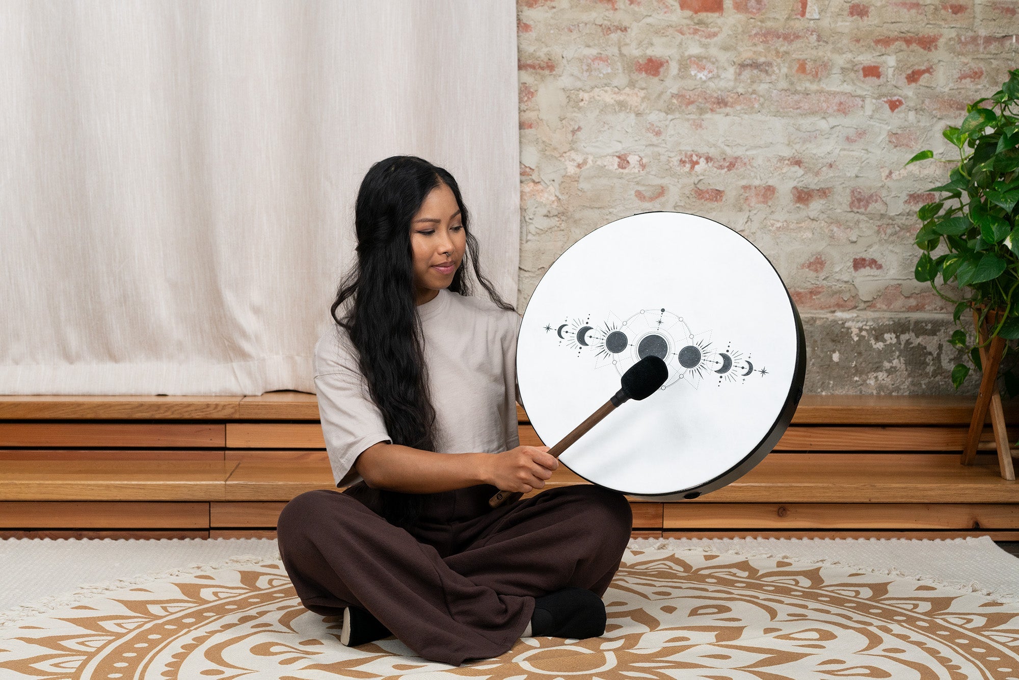 18" Ritual Drum, Moon Phases, True Feel Synthetic Head | | Wiccan Center