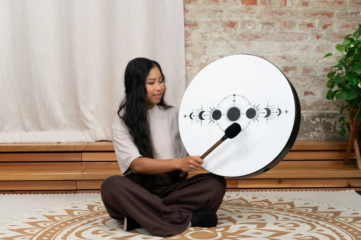 22" Ritual Drum, Moon Phases, True Feel Synthetic Head | | Wiccan Center