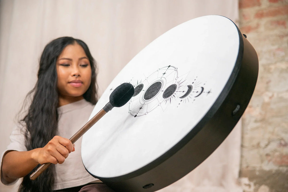 22" Ritual Drum, Moon Phases, True Feel Synthetic Head | | Wiccan Center