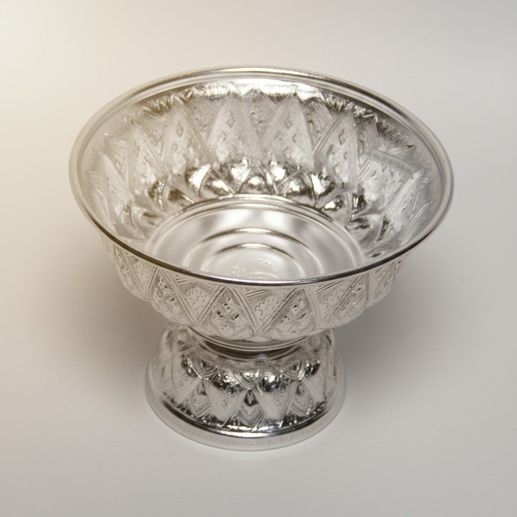 Aluminum Offering Bowl Silver Finish | Bowl with stand | Wiccan Center