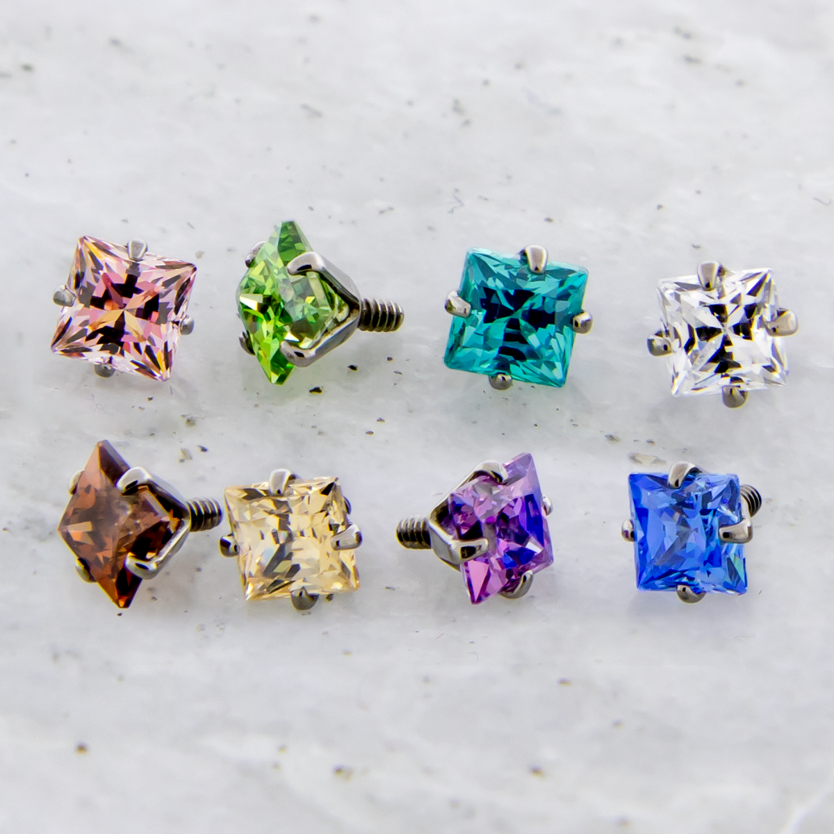 14G Square Premium Zirconia - Internally Threaded End | Body Jewelry | Wiccan Center