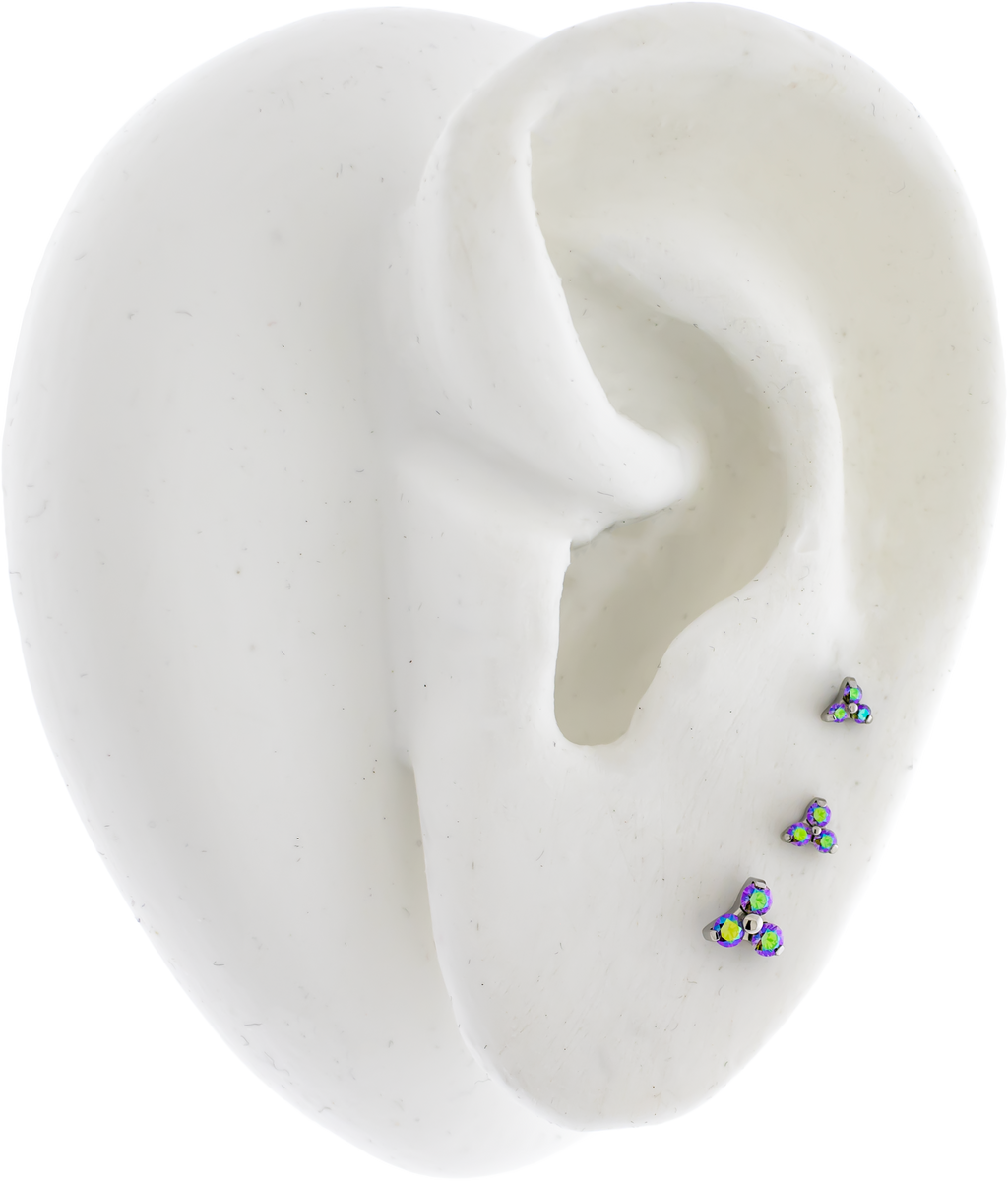 Steel Internally Threaded End - Premium Zirconia Trinity | Body Jewelry | Wiccan Center