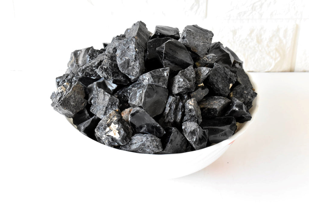 Black Tourmaline Rough Rocks (Causing Physical Ailments and Emotional Distress) | Rough Chunks | Wiccan Center