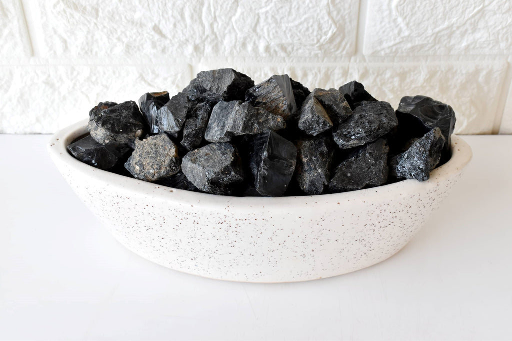 Black Tourmaline Rough Rocks (Causing Physical Ailments and Emotional Distress) | Rough Chunks | Wiccan Center