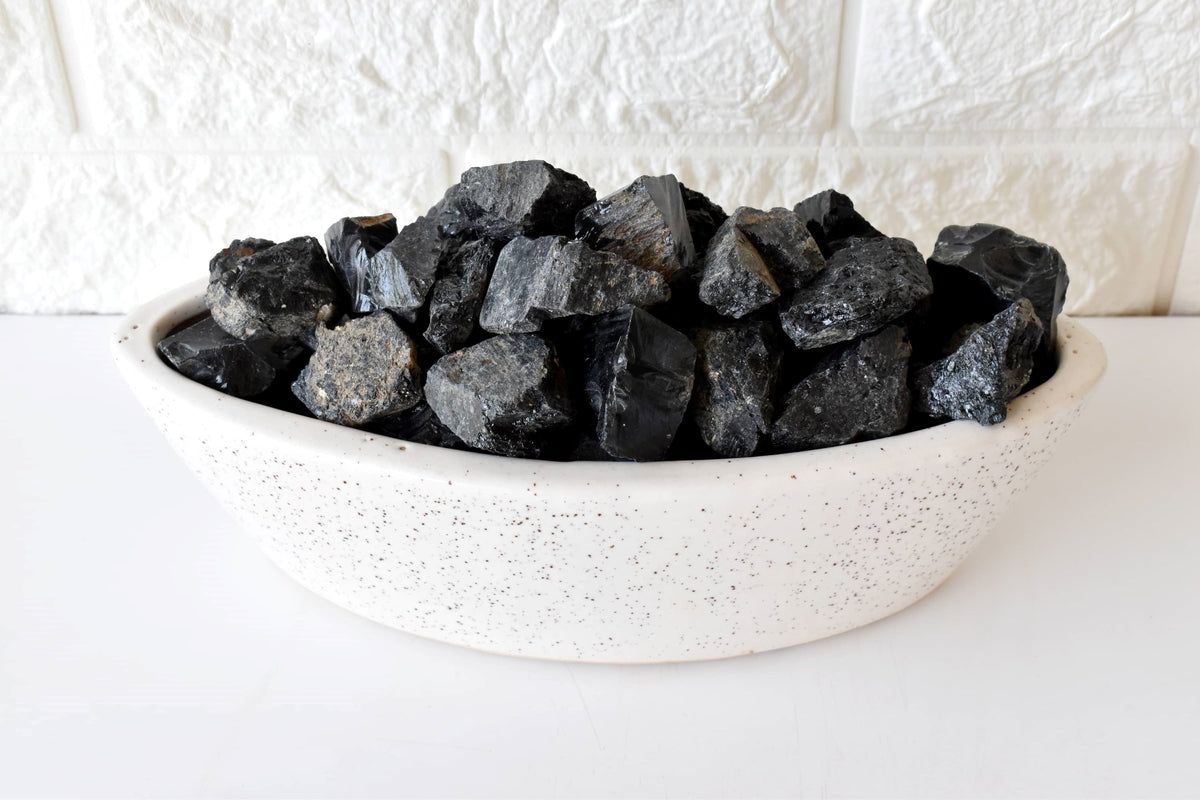 Black Tourmaline Rough Rocks (Causing Physical Ailments and Emotional Distress) | Rough Chunks | Wiccan Center