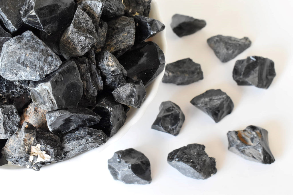 Black Tourmaline Rough Rocks (Causing Physical Ailments and Emotional Distress) | Rough Chunks | Wiccan Center