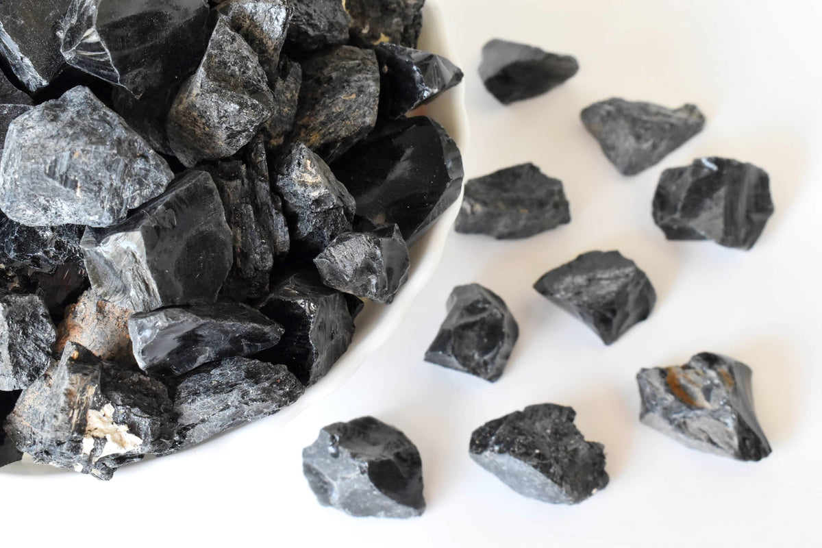 Black Tourmaline Rough Rocks (Causing Physical Ailments and Emotional Distress) | Rough Chunks | Wiccan Center