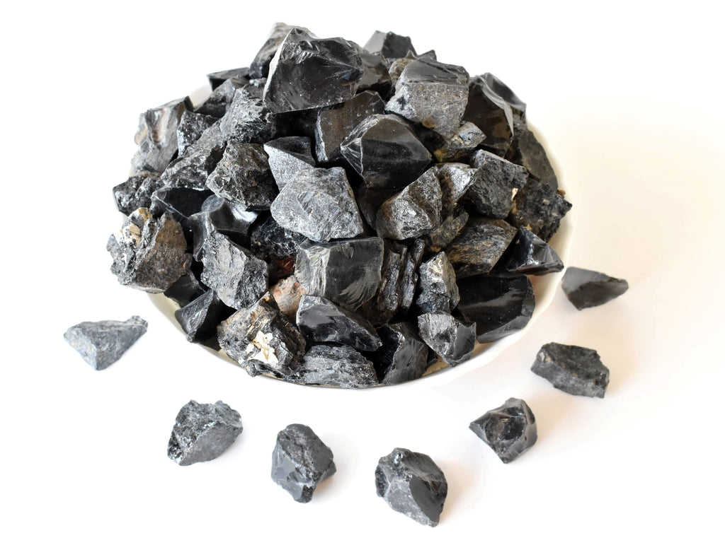 Black Tourmaline Rough Rocks (Causing Physical Ailments and Emotional Distress) | Rough Chunks | Wiccan Center