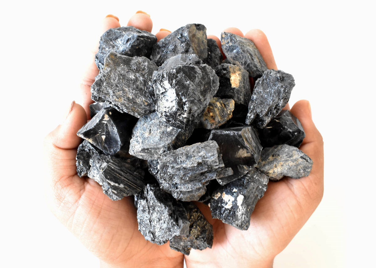 Black Tourmaline Rough Rocks (Causing Physical Ailments and Emotional Distress) | Rough Chunks | Wiccan Center