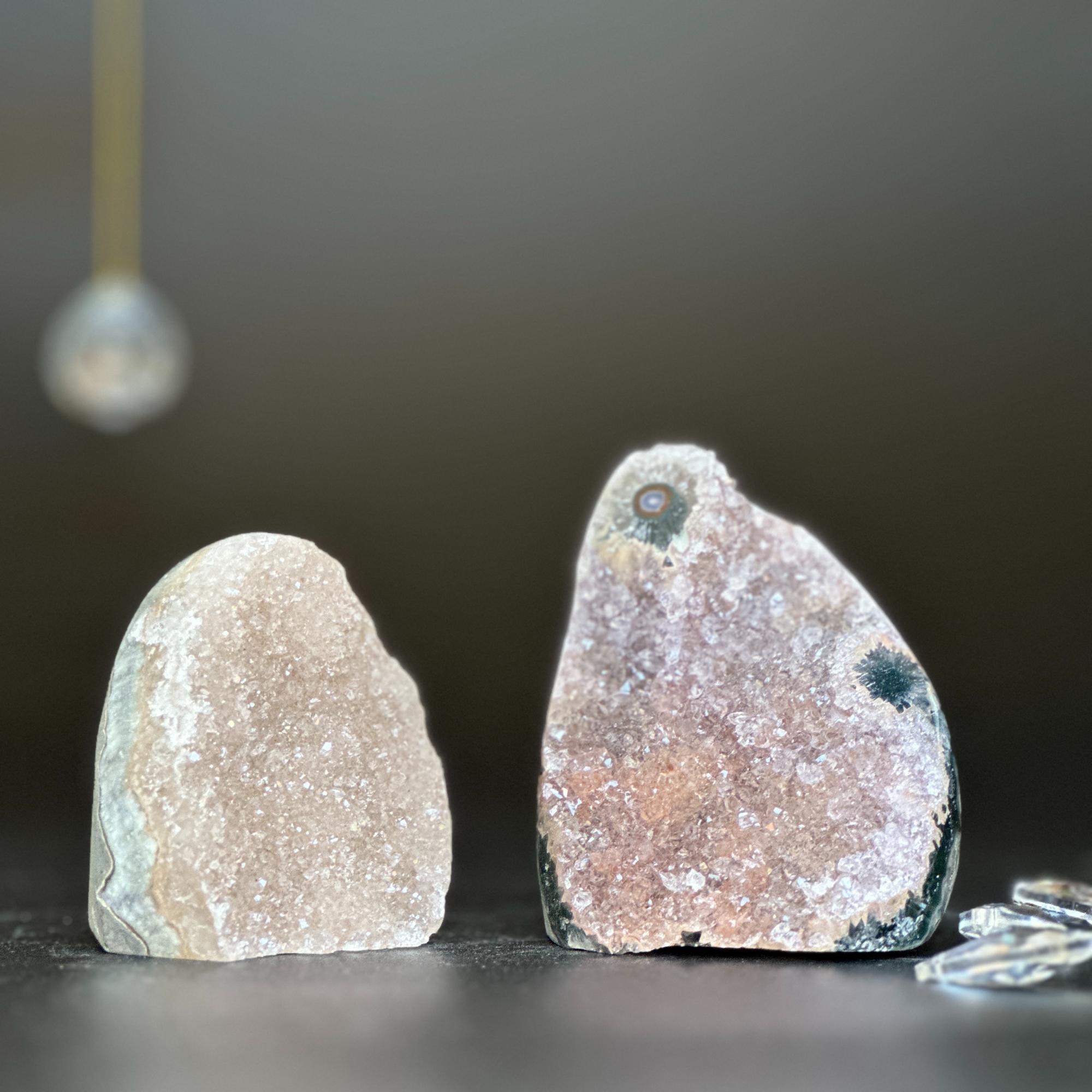 Rainbow Amethyst Clusters with Polished Edges - Set of 2 | Rocks & Geodes | Wiccan Center
