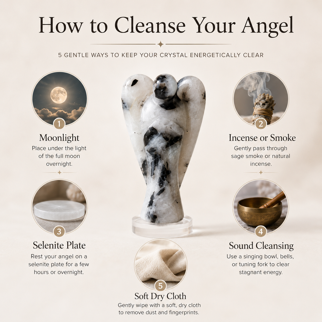 Rainbow Moonstone Crystal Angel Pocket Guardian