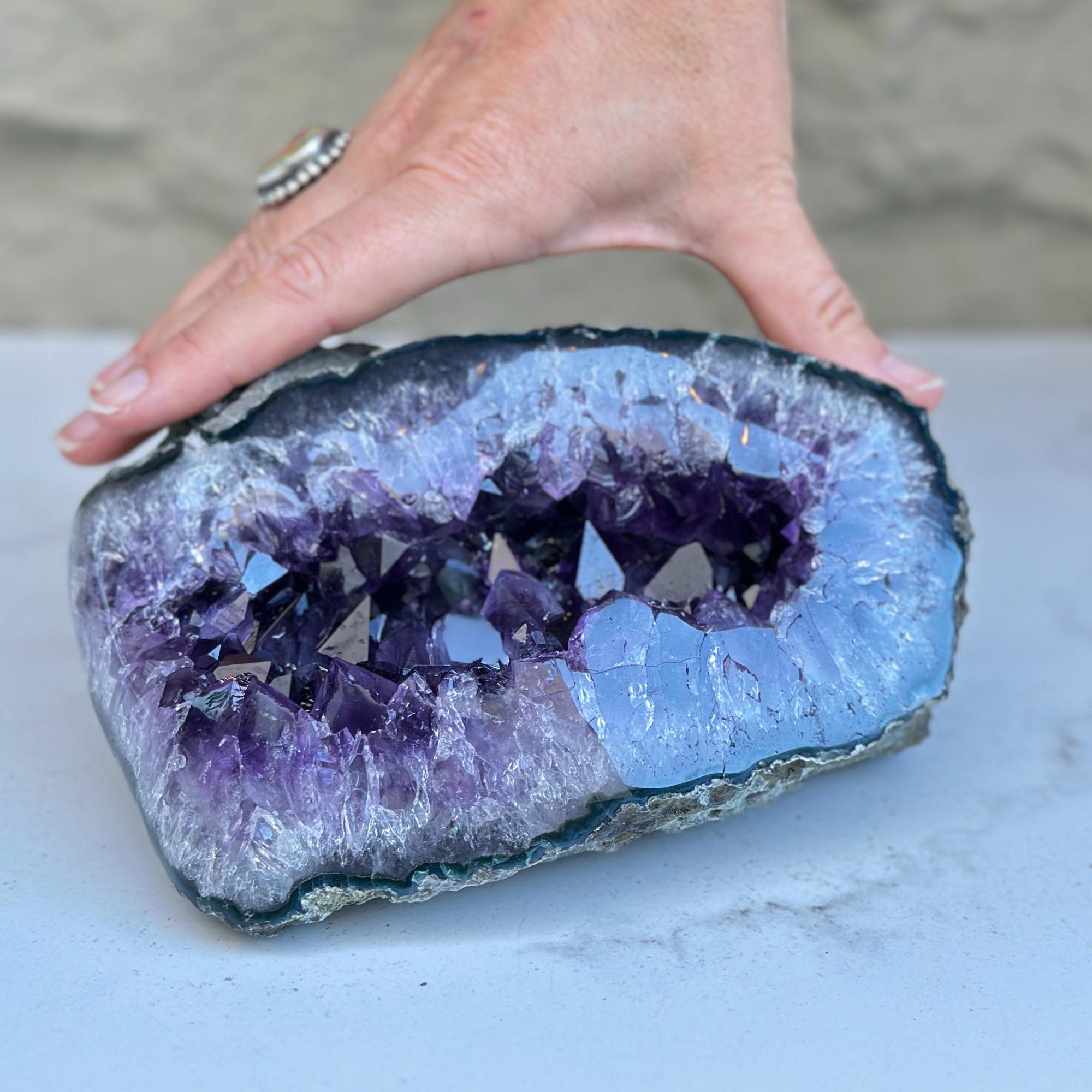 Rare Uruguayan Amethyst Geode With Shiny Crystals | Unique find for collectors | Amethyst Geodes | Wiccan Center