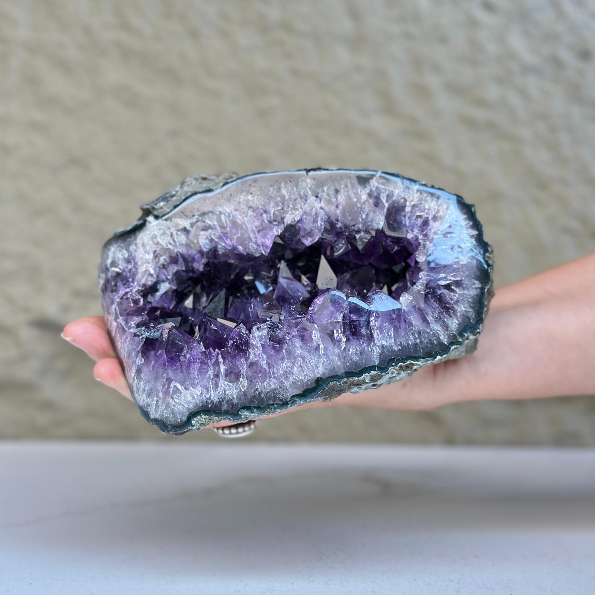 Rare Uruguayan Amethyst Geode With Shiny Crystals | Unique find for collectors | Amethyst Geodes | Wiccan Center