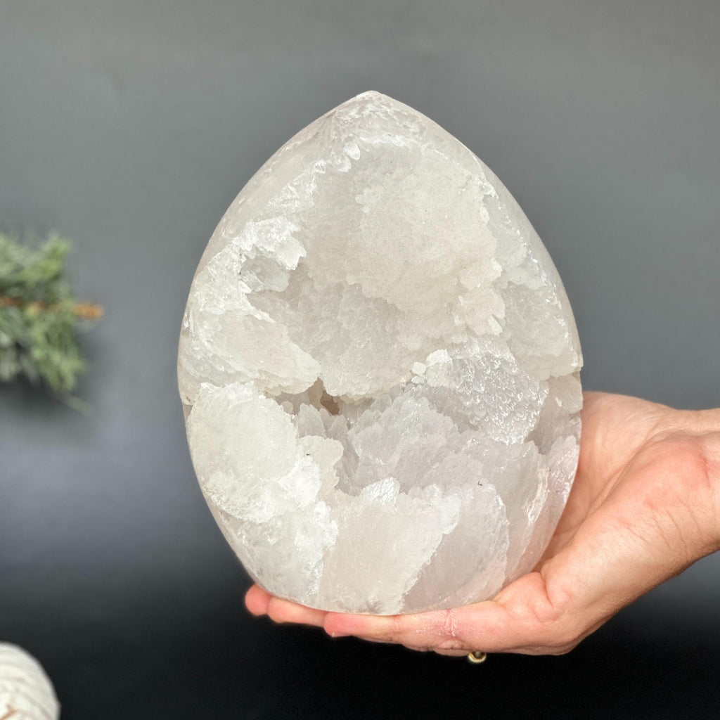 Rare White Quartz Crystal With Calcite & Agate | Rocks & Geodes | Wiccan Center
