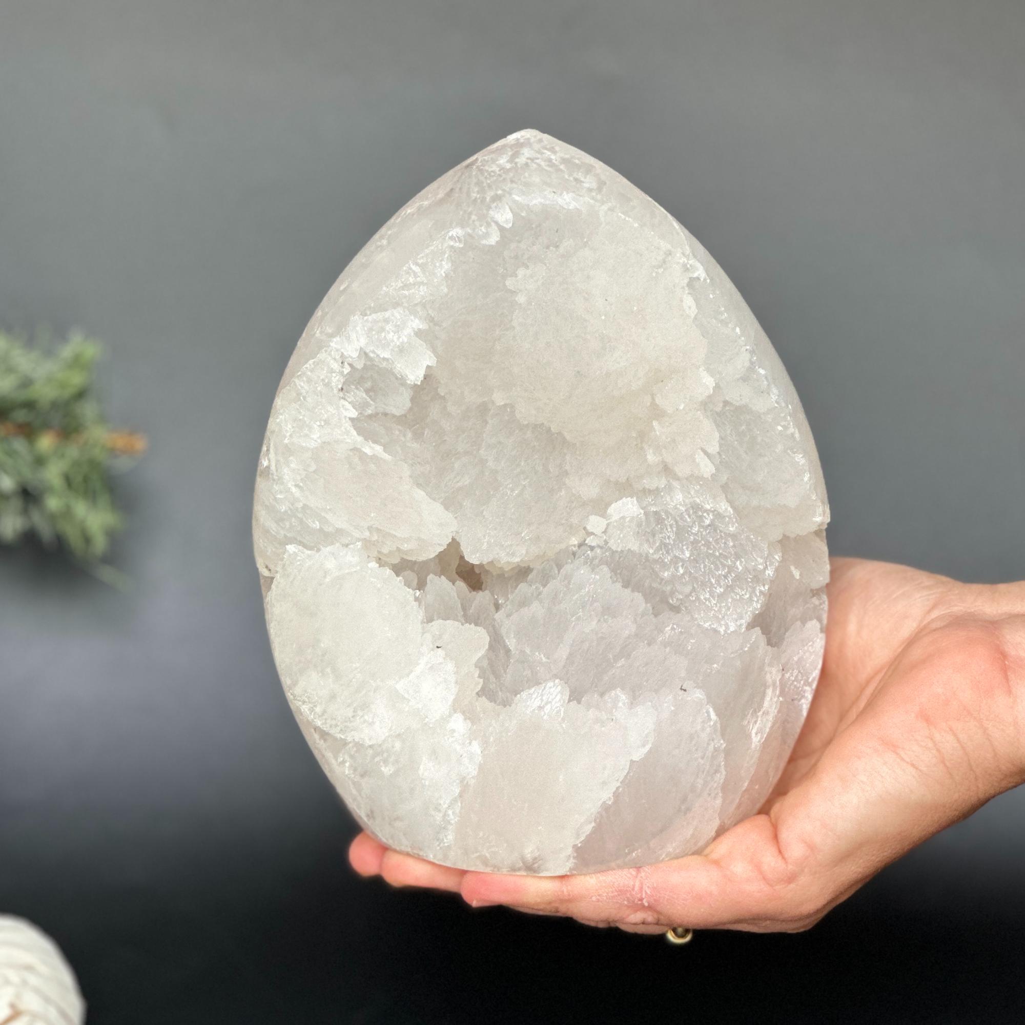 Rare White Quartz Crystal With Calcite & Agate | Rocks & Geodes | Wiccan Center