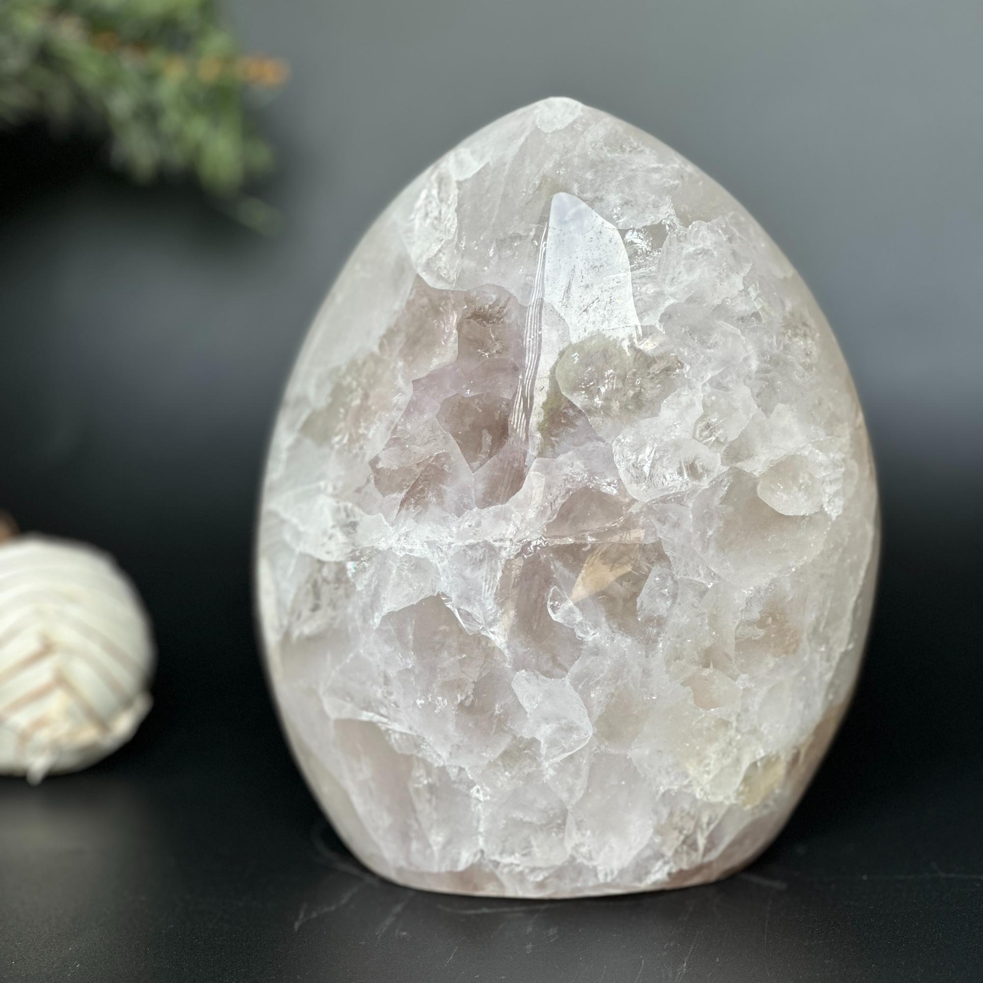 Rare White Quartz Crystal With Calcite & Agate | Rocks & Geodes | Wiccan Center