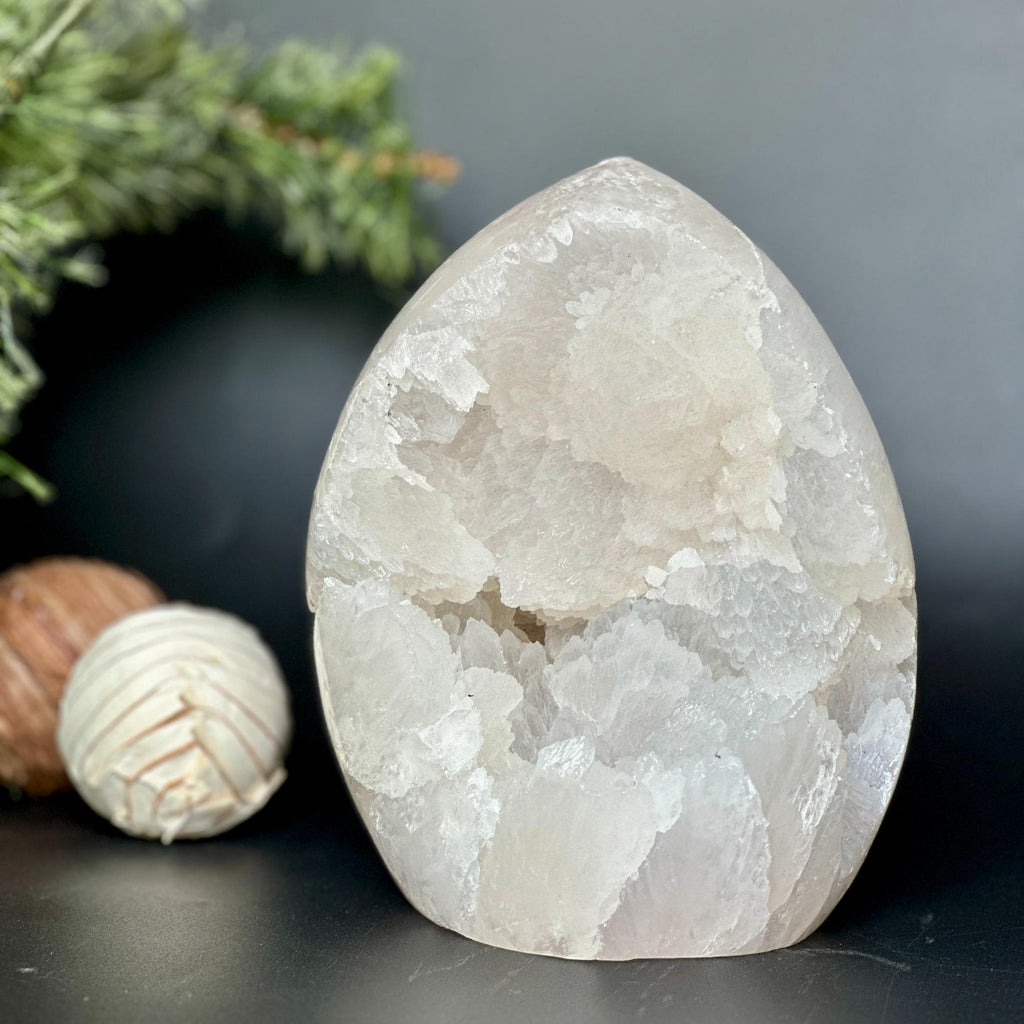 Rare White Quartz Crystal With Calcite & Agate | Rocks & Geodes | Wiccan Center