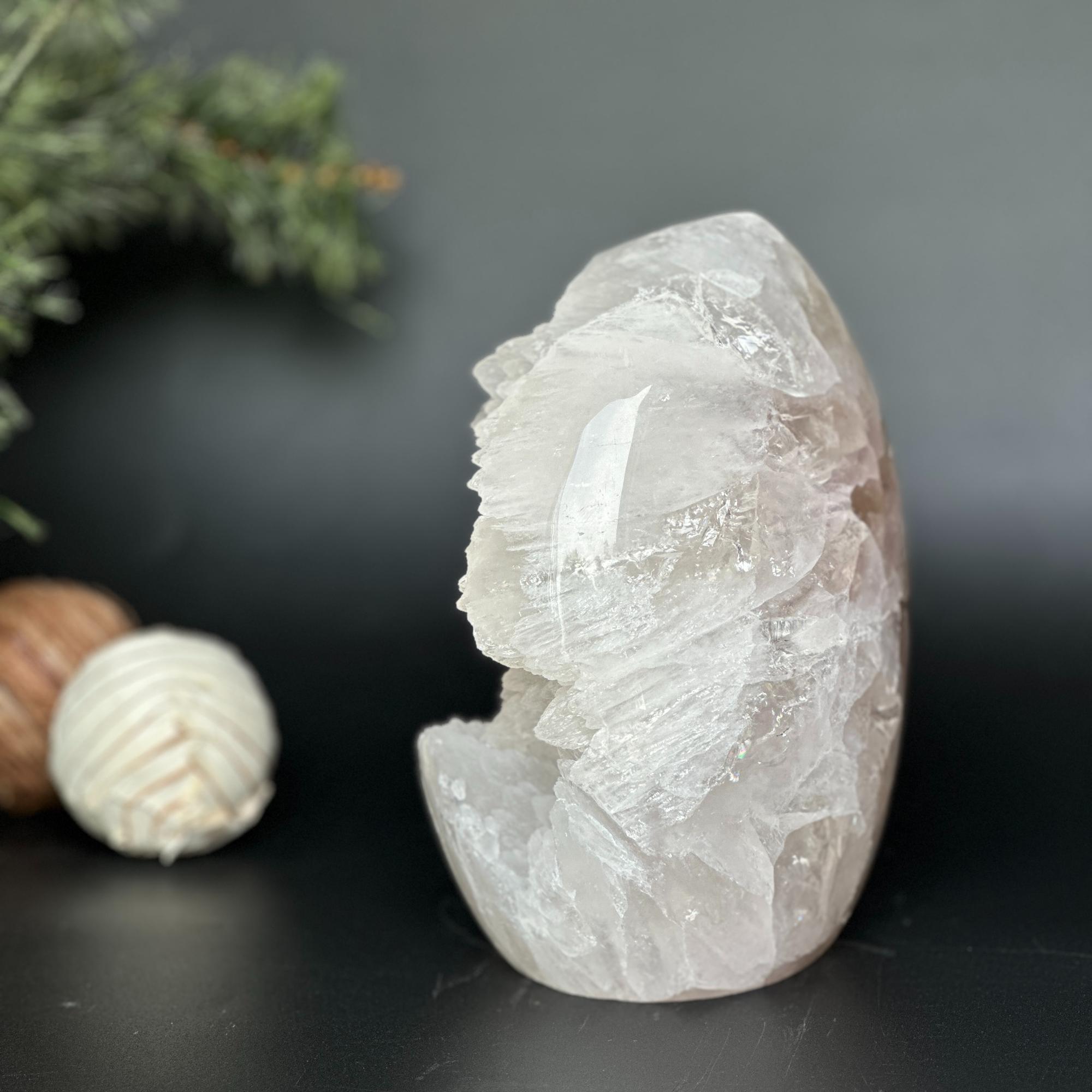 Rare White Quartz Crystal With Calcite & Agate | Rocks & Geodes | Wiccan Center