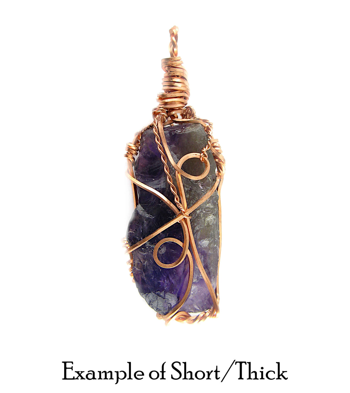 Raw Dark Purple Amethyst Crystal Reversible Pendant Necklace, Copper Wire-Wrapped, Handmade | Handmade > Wire-wrapped gemstones | Wiccan Center