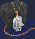 Celestite Crystal Wire-Wrapped Pendant in Copper, Sky-Blue Gemstone Necklace, Handmade | Handmade > Wire-wrapped gemstones | Wiccan Center