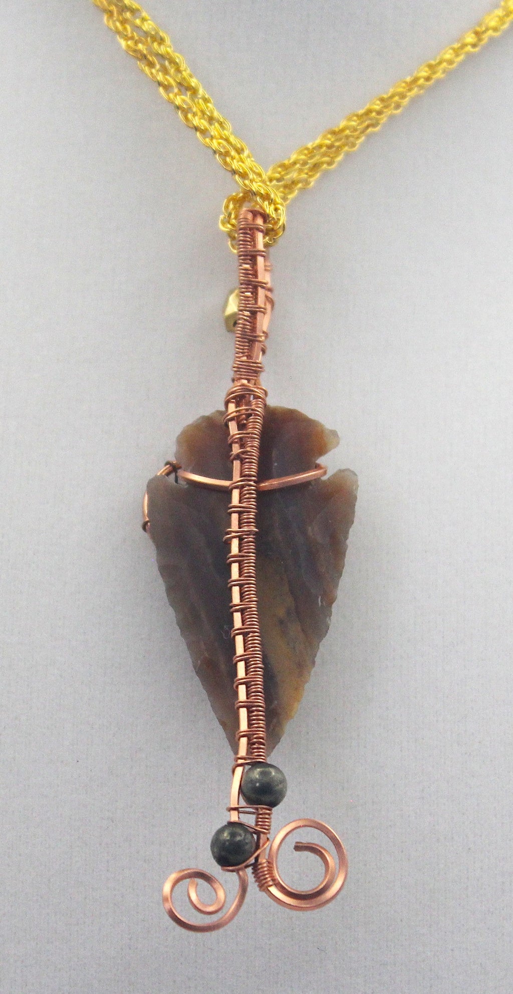 Raw Copper Jasper Arrowhead Beaded Charmed Pendant Necklace | | Wiccan Center
