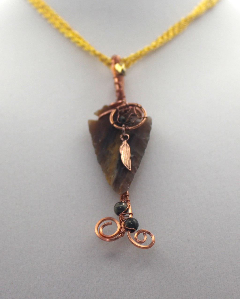 Raw Copper Jasper Arrowhead Beaded Charmed Pendant Necklace | | Wiccan Center