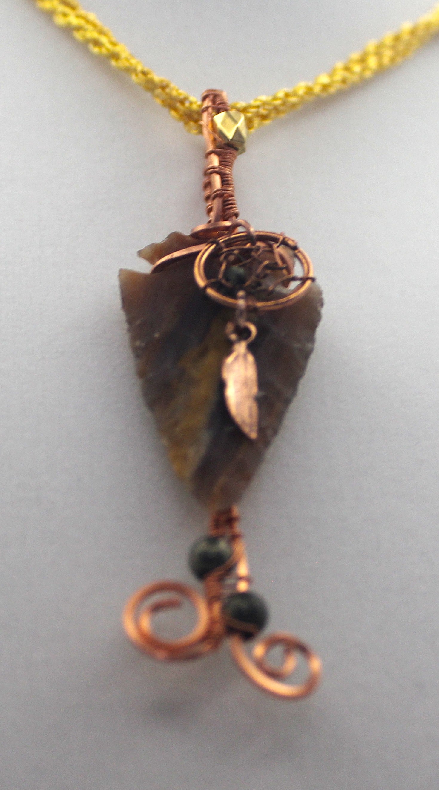 Raw Copper Jasper Arrowhead Beaded Charmed Pendant Necklace | | Wiccan Center