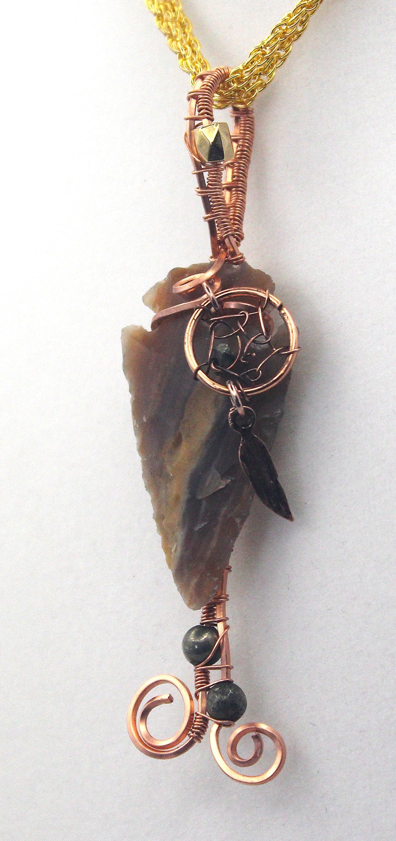 Raw Copper Jasper Arrowhead Beaded Charmed Pendant Necklace | | Wiccan Center