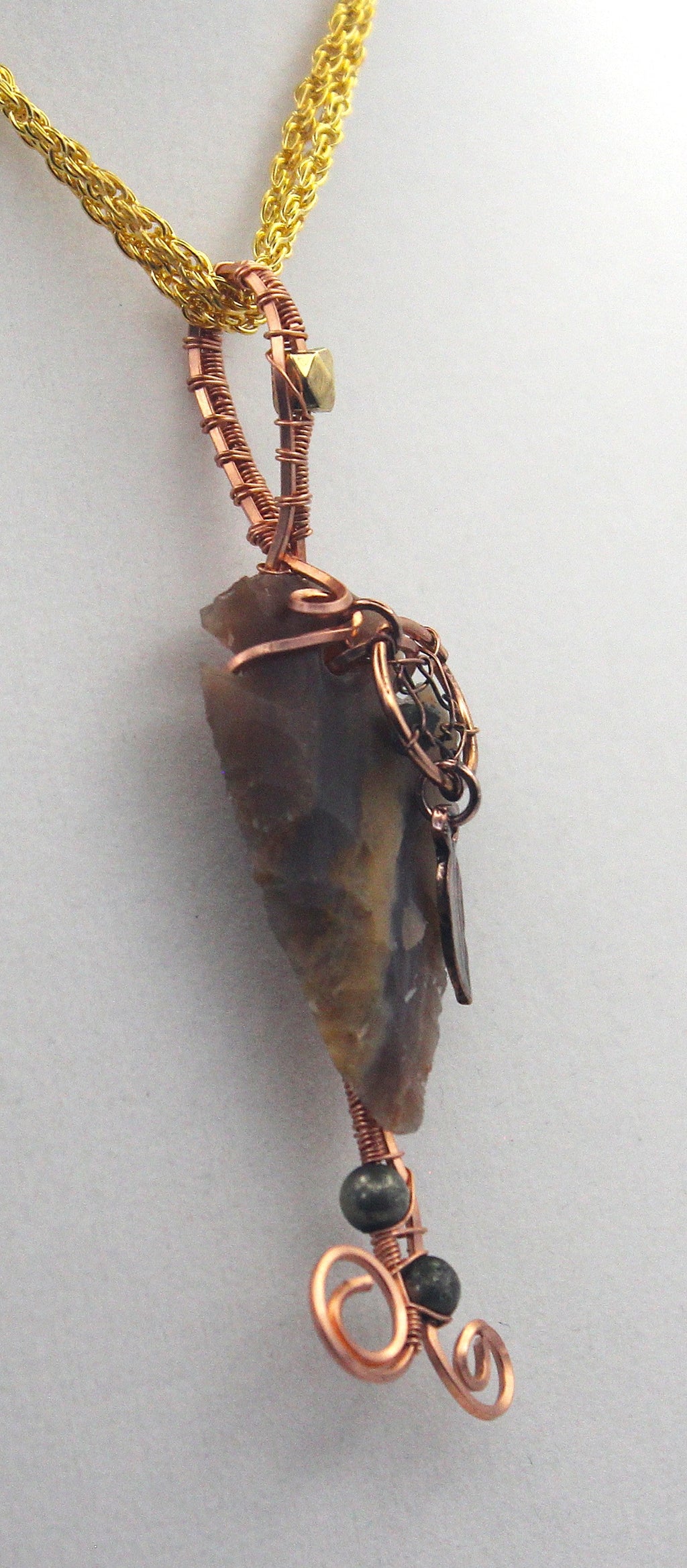 Raw Copper Jasper Arrowhead Beaded Charmed Pendant Necklace | | Wiccan Center