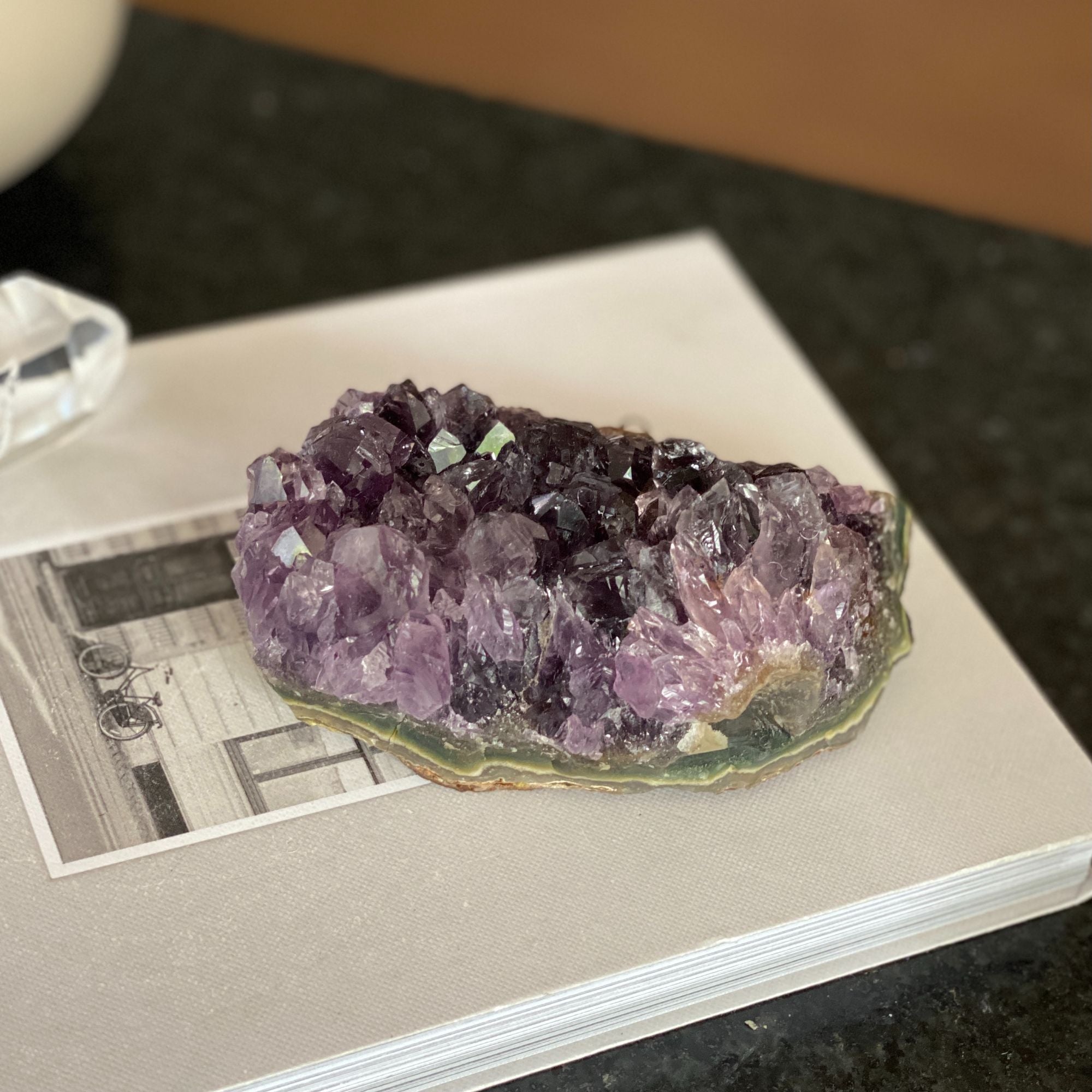 Raw flat amethyst cluster, deep purple crystal clusters from Uruguay, palm stone 1Lb weight, affordable gift for crystal lovers | Amethyst Geodes | Wiccan Center