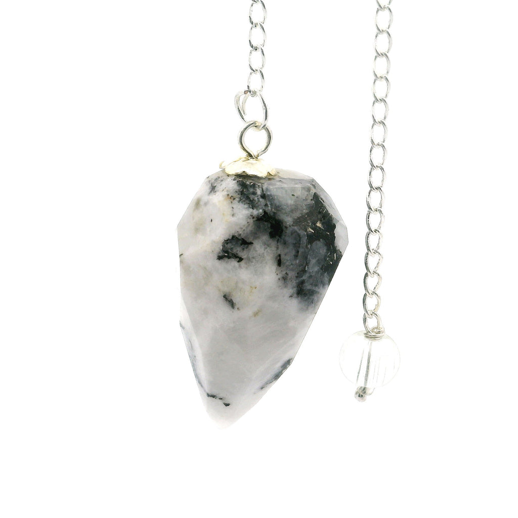 Rainbow Moonstone Faceted Droplet Gemstone Pendulum | Crystals & Minerals > Specimens | Wiccan Center