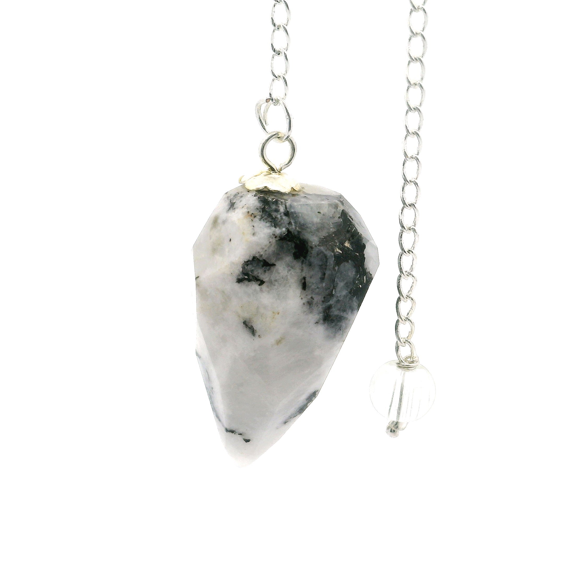 Rainbow Moonstone Faceted Droplet Gemstone Pendulum | Crystals & Minerals > Specimens | Wiccan Center