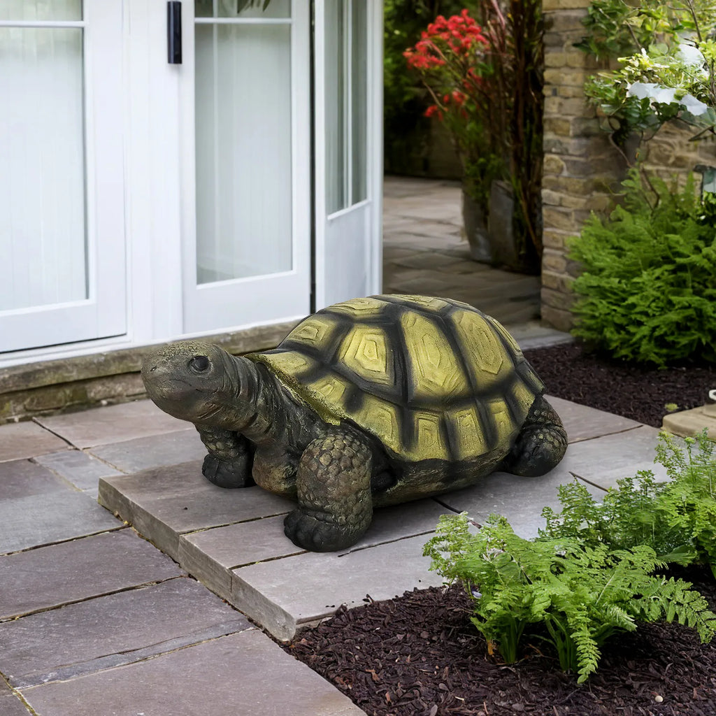 Concrete Turtle Garden Statues Painted Shell 16 Inch