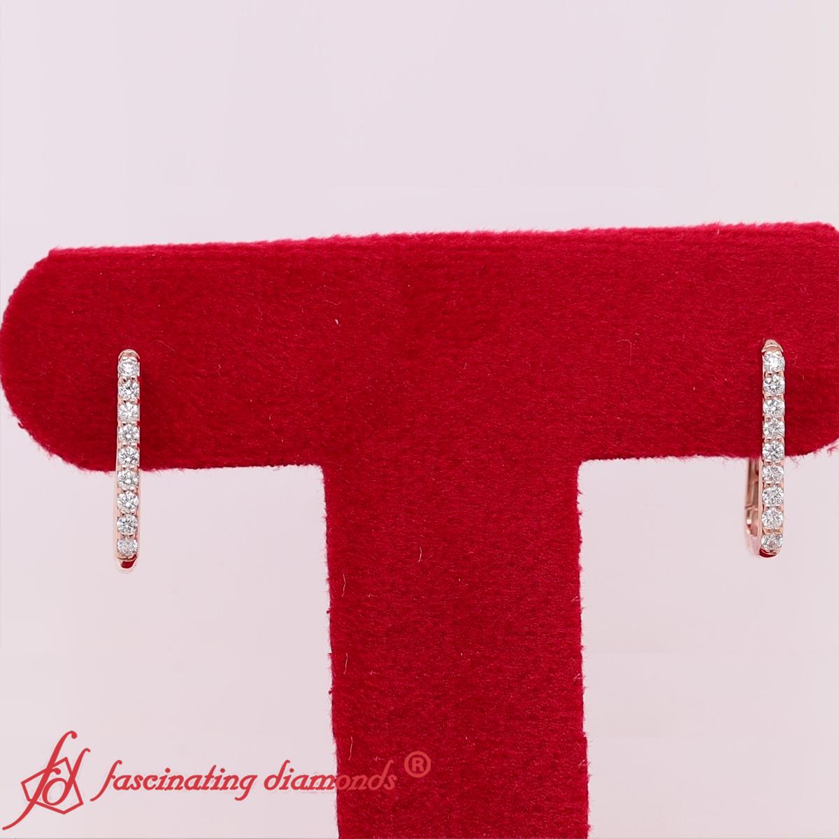 Rectangle Diamond Hoop Earring