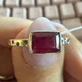 Ruby Emerald-Cut Sterling Silver Ring (Size 9) | Rings | Wiccan Center